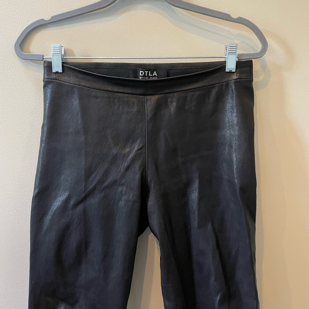 DTLA Brand Jeans Black Genuine Leather Pants Leggings 100% Lamb Leather Size 29 - Picture 4 of 7